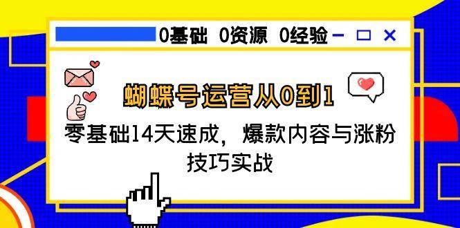 蝴蝶号运营从0到1，零基础14天速成，爆款内容与涨粉技巧实战-宇文网创