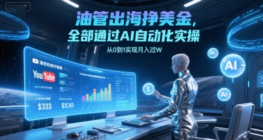 油管出海挣美金，全部通过AI自动化实操，从0到1实现月入过W-宇文网创