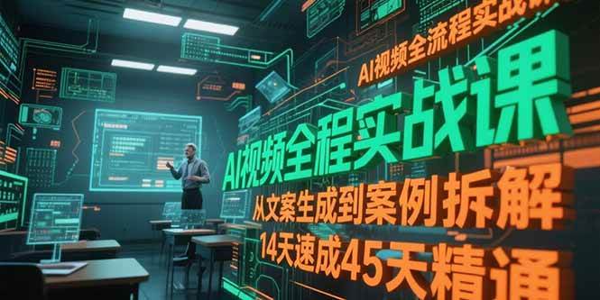 AI视频全流程实战课，从文案生成到案例拆解，14天速成45天精通-宇文网创