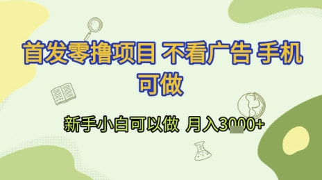 首发零撸项目 不看广告 手机可做 新手小白可以做  月入3k+【揭秘】-宇文网创