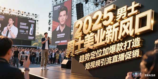 2025男士美业新风口，趋势定位加爆款打造，短视频引流直播促销-宇文网创