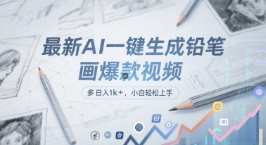最新AI一键生成铅笔画爆款视频，多平台分发，日 入1k+，小白轻松上手【揭秘】-宇文网创