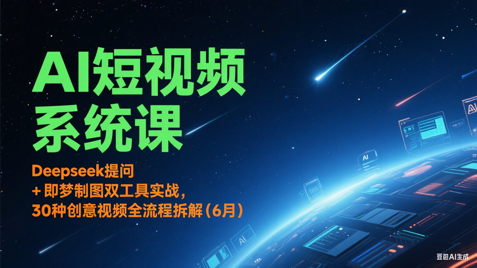 AI短视频系统课：Deepseek提问 + 即梦制图双工具实战，30种创意视频全流程拆解(6月)-宇文网创