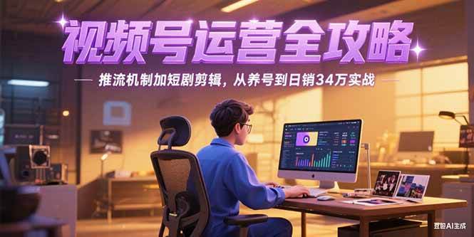 2025视频号运营全攻略，推流机制加短剧剪辑，从养号到日销34万实战-宇文网创
