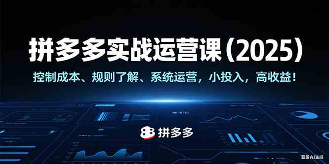 拼多多实战运营课（2025），控制成本、规则了解、系统运营，小投入，高收益！-宇文网创