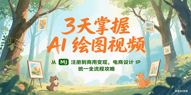 3天掌握AI绘图视频，从MJ 注册到商用变现，电商设计IP统一全流程攻略-宇文网创