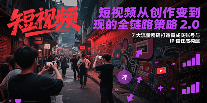短视频从创作到变现的全链路策略2.0，7大流量密码构建IP信任感打造高成交账号-宇文网创