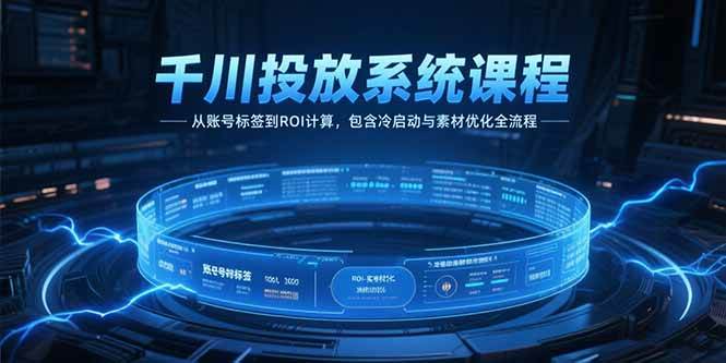千川投放系统课程，从账号标签到ROI计算，包含冷启动与素材优化全流程-宇文网创