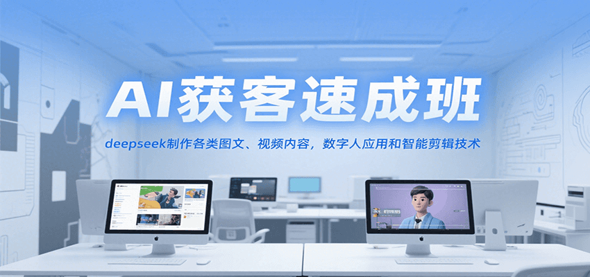 AI获客速成班，deepseek制作各类图文、视频内容，数字人应用和智能剪辑技术-宇文网创