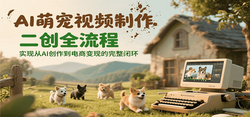 AI萌宠视频制作二创全流程，实现从AI创作到电商变现的完整闭环-宇文网创