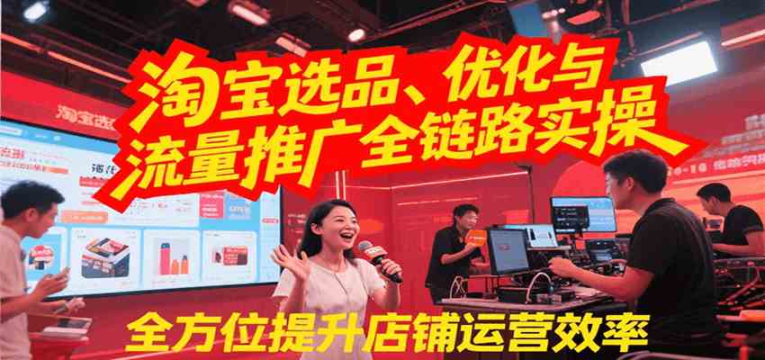 淘宝选品、优化与流量推广全链路实操，全面提升店铺运营效率-宇文网创
