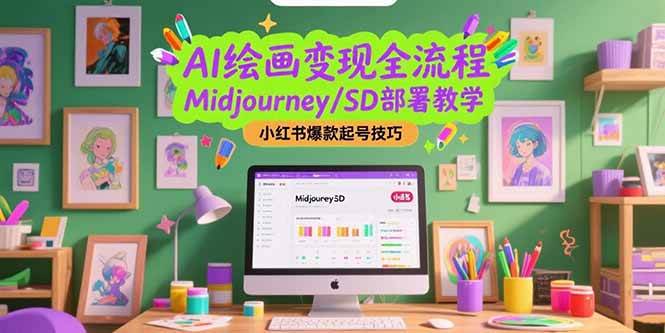 AI绘画变现全流程，Midjourney/SD部署教学，小红书爆款起号技巧-宇文网创