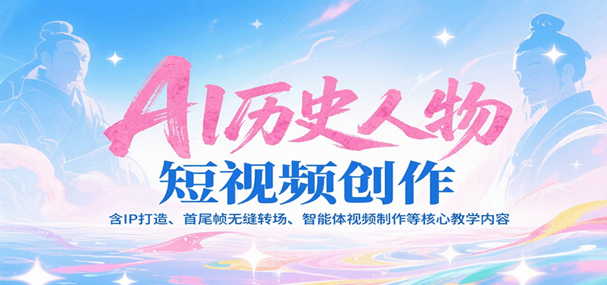 AI历史人物短视频创作，含IP打造、首尾帧无缝转场、智能体视频制作等核心教学内容-宇文网创