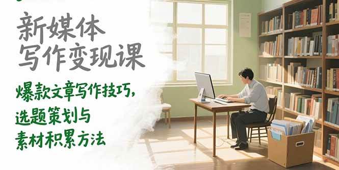 新媒体写作变现课，爆款文章写作技巧，选题策划与素材积累方法-宇文网创