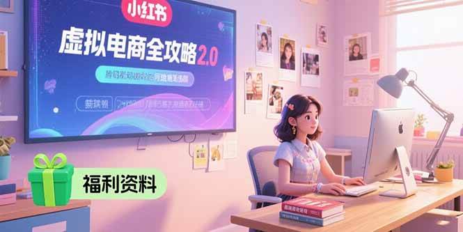 虚拟电商全攻略2.0，开店选品实操流程，账号定位、货源发布、笔记发布技巧-宇文网创