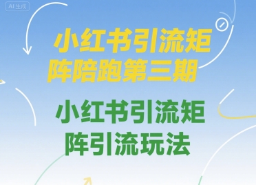 小红书引流矩阵陪跑第三期，小红书引流矩阵引流玩法-宇文网创