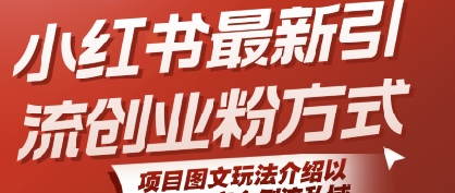 小红书最新引流创业粉方式，项目图文玩法介绍以及如何安全倒流私域-宇文网创
