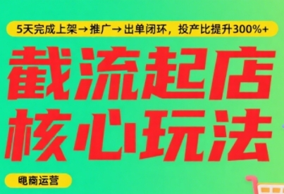 淘宝截流快速起店玩法，掌握暴力快速起店的流程，5天完成上架-推广-出单闭环-宇文网创