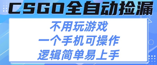 CSGO自动捡漏项目，最新独家玩法，不用挂G不用玩游戏，一个手机即可操作，新手小白轻松月入1W+【揭秘】-宇文网创