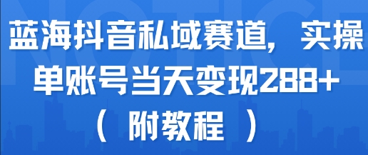 蓝海抖音私域赛道，实操单账号当天变现288+(附教程)-宇文网创