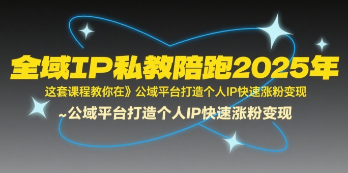 全域IP私教陪跑2025年，这套课程教你在​公域平台打造个人IP快速涨粉变现-宇文网创