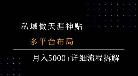 私域做天涯神贴 多平台布局 月入5k+详细流程拆解-宇文网创