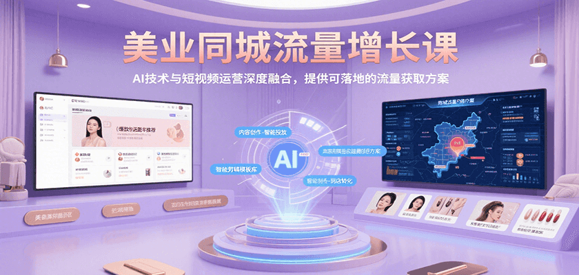 美业同城流量增长课，AI技术与短视频运营深度融合，提供可落地的流量获取方案-宇文网创