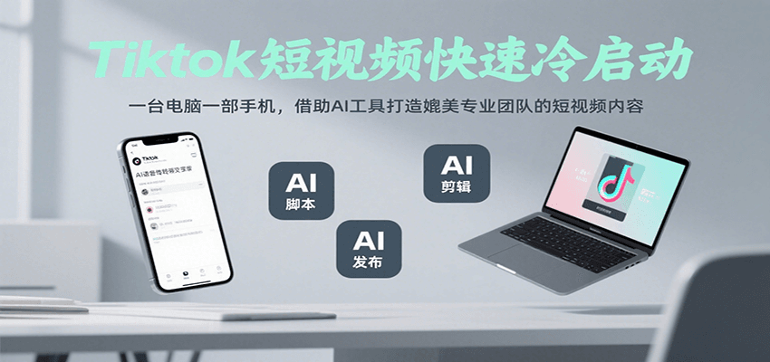 Tiktok短视频快速冷启动，一台电脑一部手机，借助AI工具打造媲美专业团队的短视频内容-宇文网创