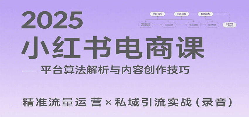 2025小红书电商课：解析算法，创作高转化内容，助力卖家获取流量实现变现（录音）-宇文网创