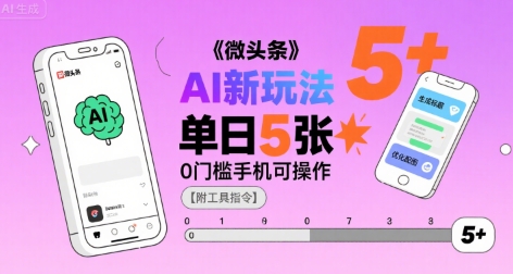 微头条AI新玩法，小白单日5张+，0门槛手机可操作【附工具指令】-宇文网创