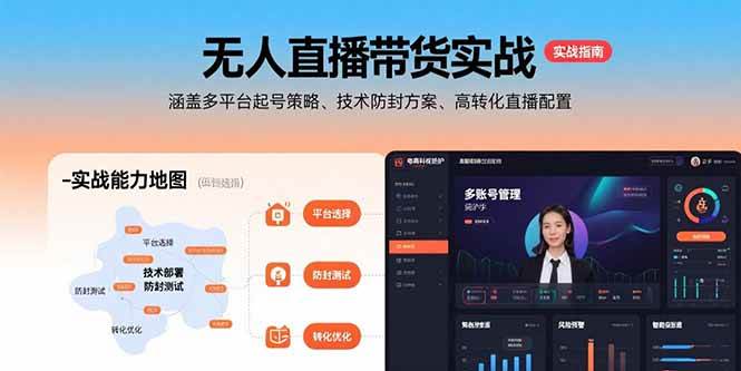 无人直播带货实战，涵盖多平台起号策略、技术防封方案、高转化直播配置-宇文网创