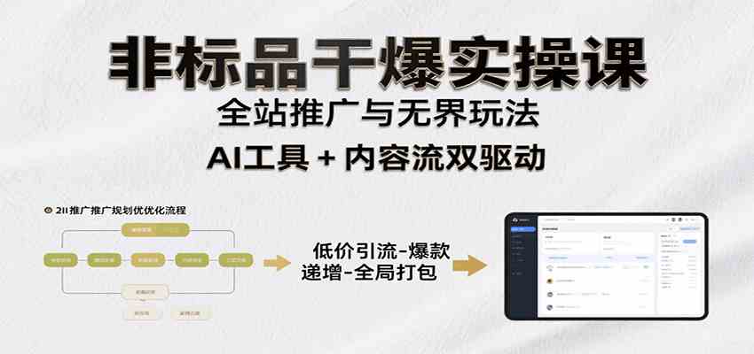 非标品干爆实操课：含多案例及操盘方法，从选品到推广、成交，助力打造爆款实现盈利-宇文网创