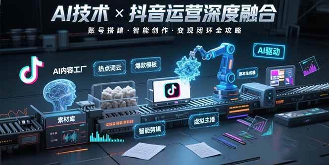 AI技术与抖音运营的深度融合应用：涵盖账号搭建、内容创作、收益变现等-宇文网创