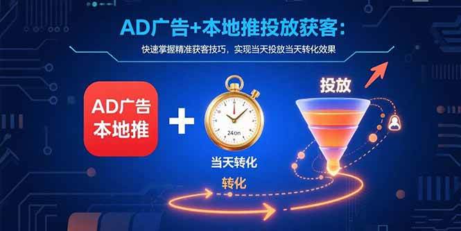 AD广告+本地推投放获客：快速掌握精准获客技巧，实现当天投放当天转化效果-宇文网创