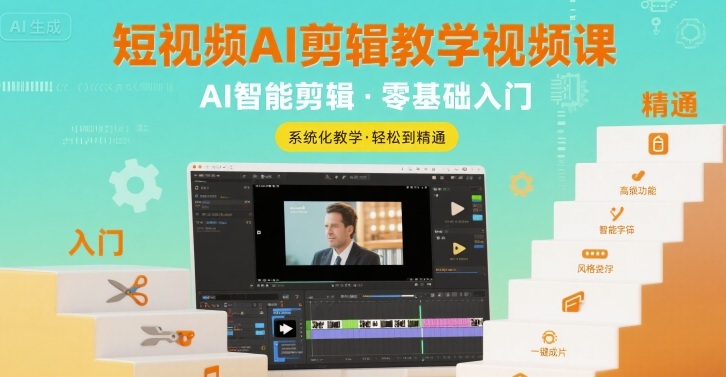 短视频AI剪辑教学视频课，入门到精通-宇文网创