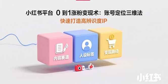 小红书平台0到1涨粉变现术：账号定位三维法，快速打造高辨识度IP-宇文网创
