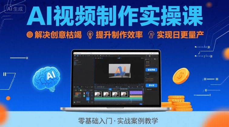 Ai视频制作实操课，解决创意枯竭、效率低下痛点，实现日更量产可持续变现-宇文网创