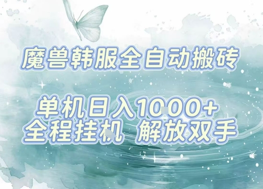 最新韩服游戏搬砖，单机日入1k+，全自动运行挂G项目，解放双手【揭秘】-宇文网创