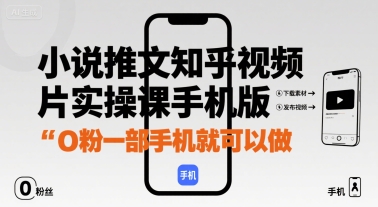 小说推文知乎视频图片实操课手机版，0粉一部手机就可以做-宇文网创