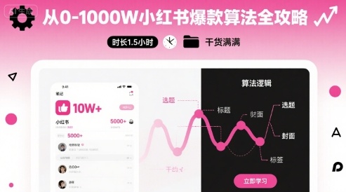 从0-1000W小红书爆款算法全攻略，时长1.5小时，干货满满-宇文网创