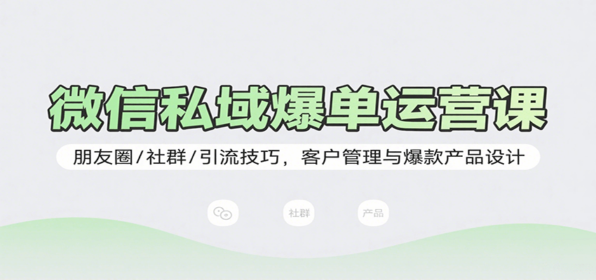 微信私域爆单运营课：朋友圈/社群/引流技巧，客户管理与爆款产品设计-宇文网创