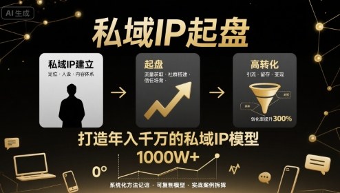 私域IP起盘，私域ip建立、起盘、高转化，打造年入千万的私域ip模型-宇文网创