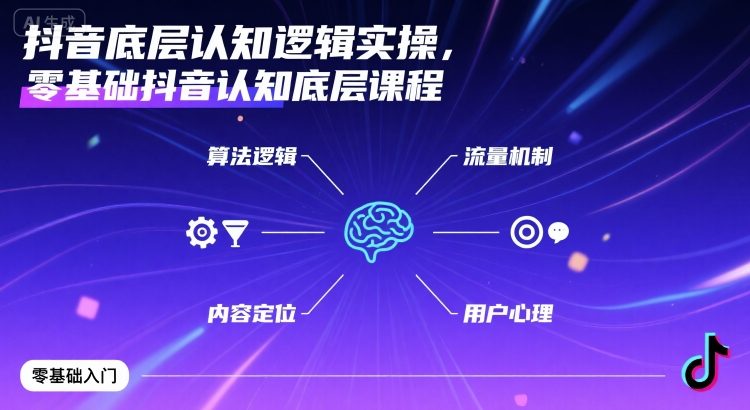 抖音底层认知逻辑实操，零基础抖音认知底层课程-宇文网创