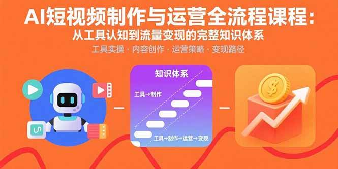 AI短视频制作与运营全流程课程：从工具认知到流量变现的完整知识体系-宇文网创