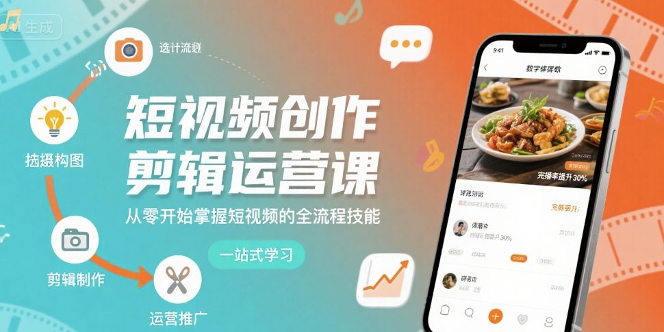 短视频创作剪辑运营课，从零开始掌握短视频的全流程技能-宇文网创