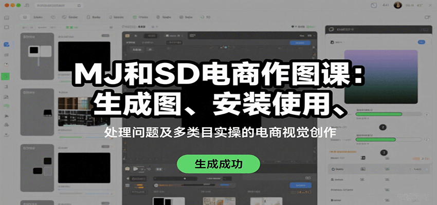 MJ和SD电商作图课：生成图、安装使用、处理问题及多类目实操的电商视觉创作-宇文网创