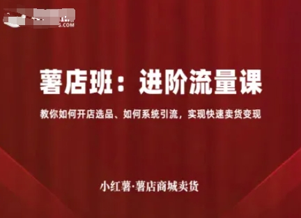 小红薯薯店商城卖货，进阶流量课，教你如何开店选品、如何系统引流，实现快速卖货变现-宇文网创