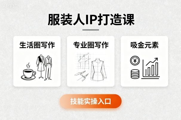 服装人IP打造课，文案创富+生活圈写作+专业圈写作+服装人专属+吸金元素+技能实操-宇文网创