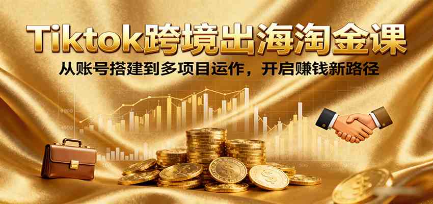 Tiktok跨境出海淘金课，从账号搭建到多项目运作，开启赚钱新路径-宇文网创