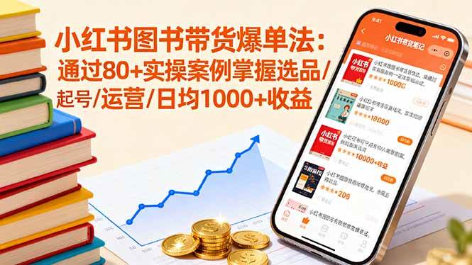 小红书图书带货爆单法：通过80+实操案例掌握选品/起号/运营/日均1000+收益-宇文网创